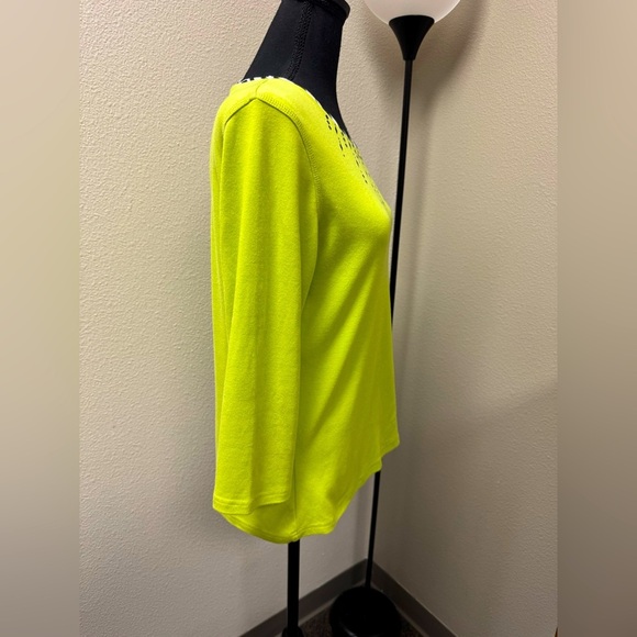 Vincente’ Retro Unique 90s Y2K Vibrant Green Embellished Blouse - Size Small - Picture 5 of 10
